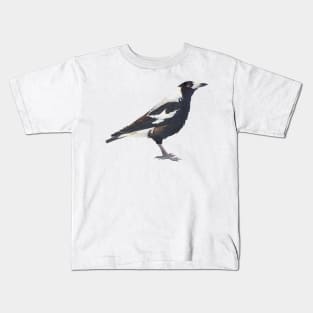 Australian magpie - black & white bird Kids T-Shirt